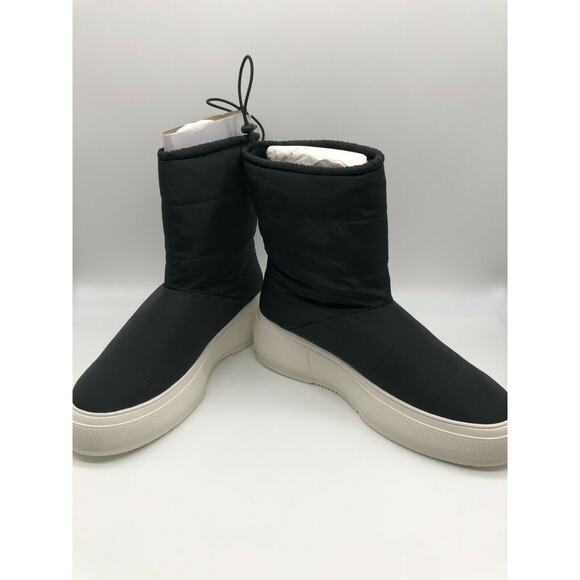 JSlides Women's Cozy Black Platform Waterproof Nylon Booties Size 10 - Picture 8 of 12